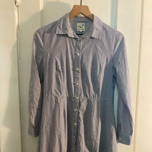 Blue & White Striped Shirt Dress